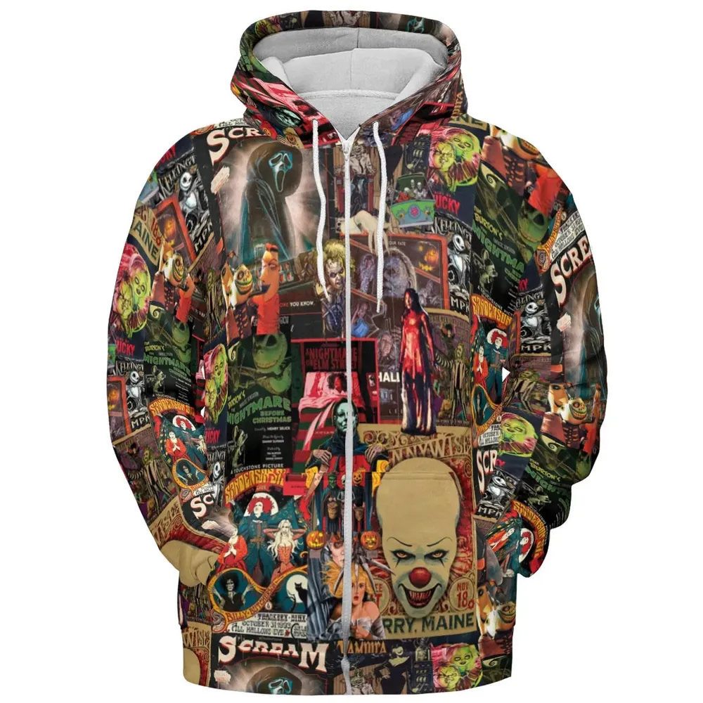 Vintage Scary All-over Print Hoodie - 3