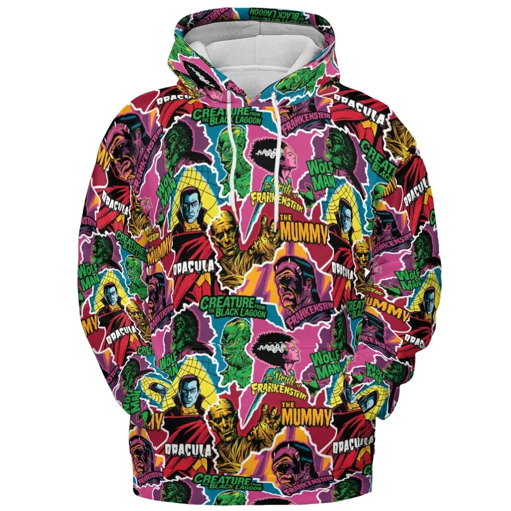 Monsters Pop Collage Universal Monsters All-over Print Hoodie - 2