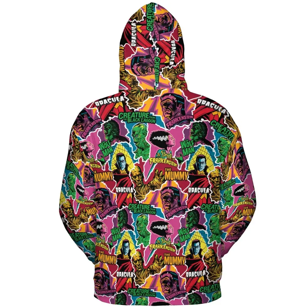 Monsters Pop Collage Universal Monsters All-over Print Hoodie - 4