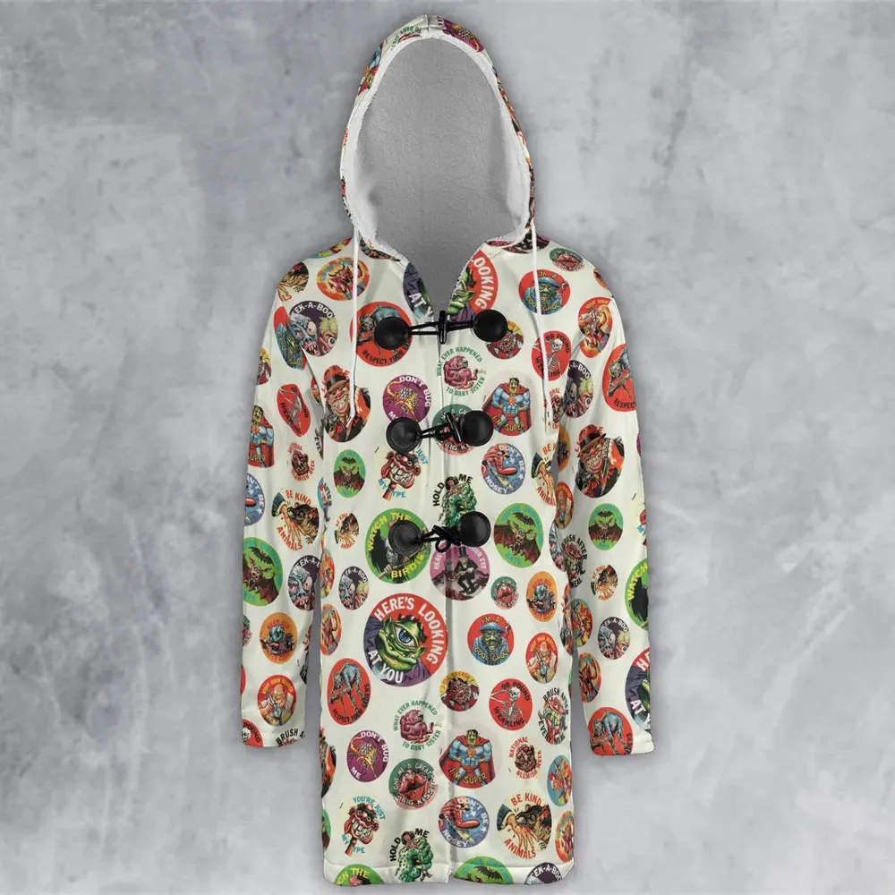 Nostalgic Memories Ugly Buttons Hooded Cloak Coat - 2