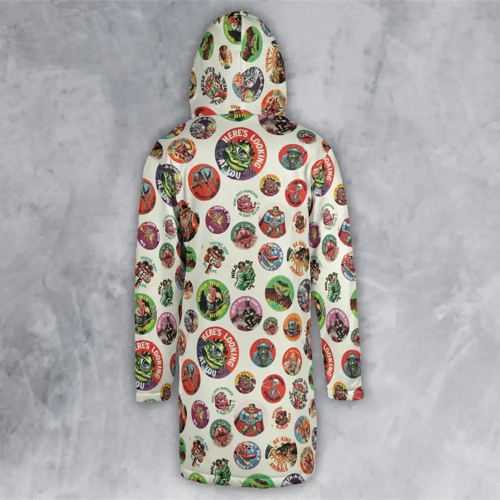 Nostalgic Memories Ugly Buttons Hooded Cloak Coat - 3
