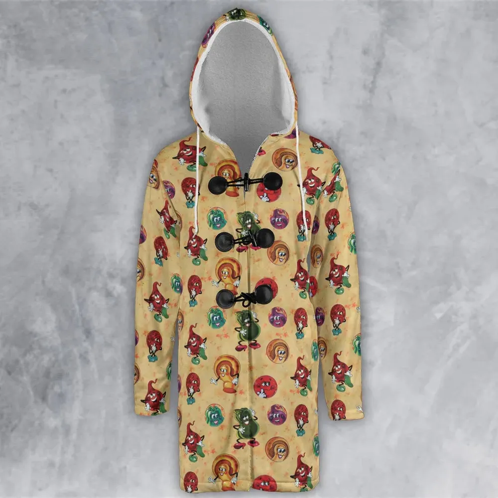 Old Board Game Pizza Party Hooded Cloak Coat - 2
