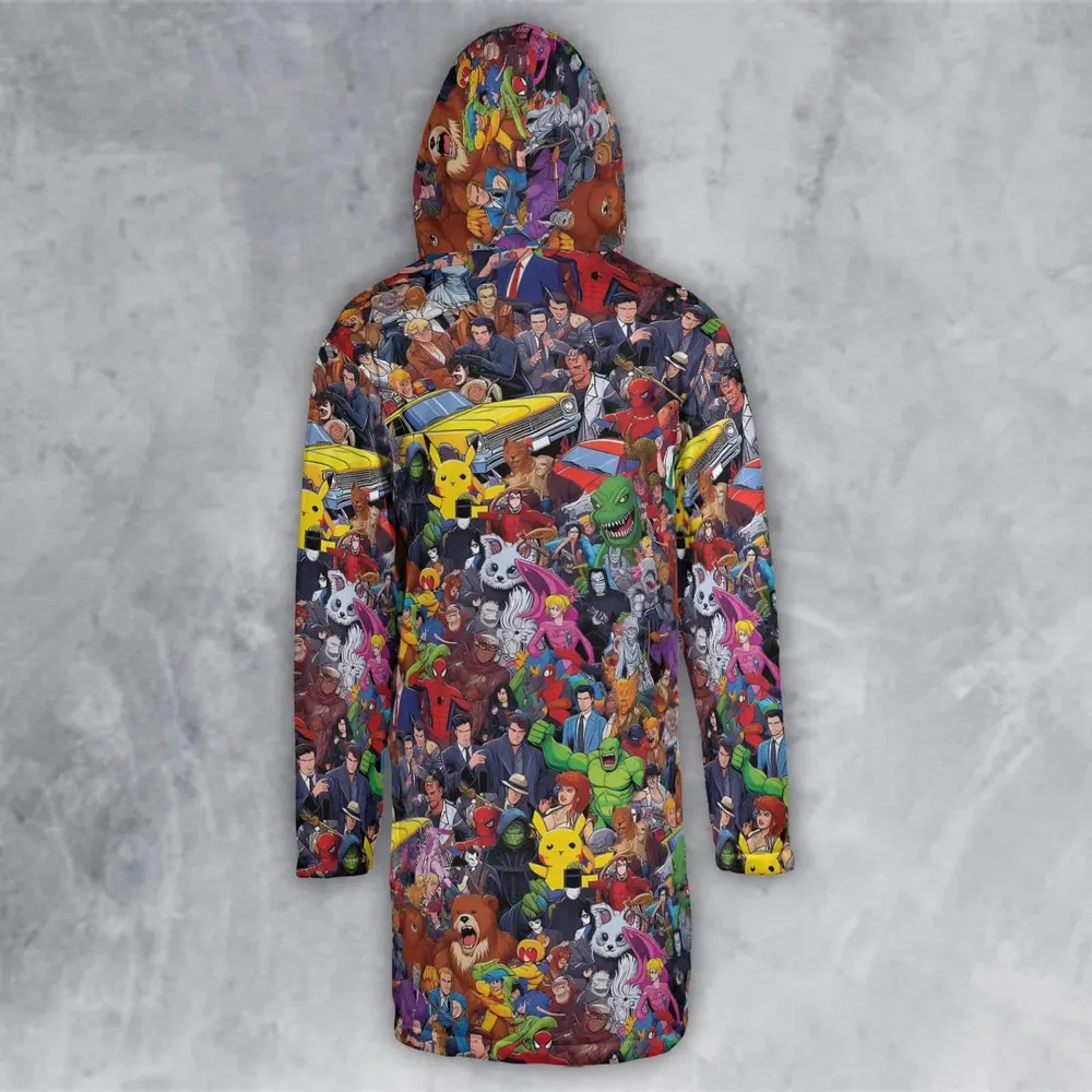 All-Genre Cartoon Mashup Hooded Cloak Coat - 3