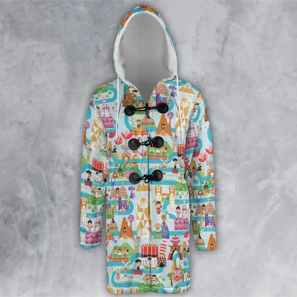It's Small World Map Hooded Cloak Coat - 2