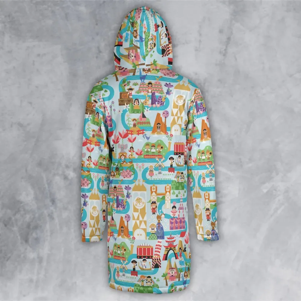 It's Small World Map Hooded Cloak Coat - 3