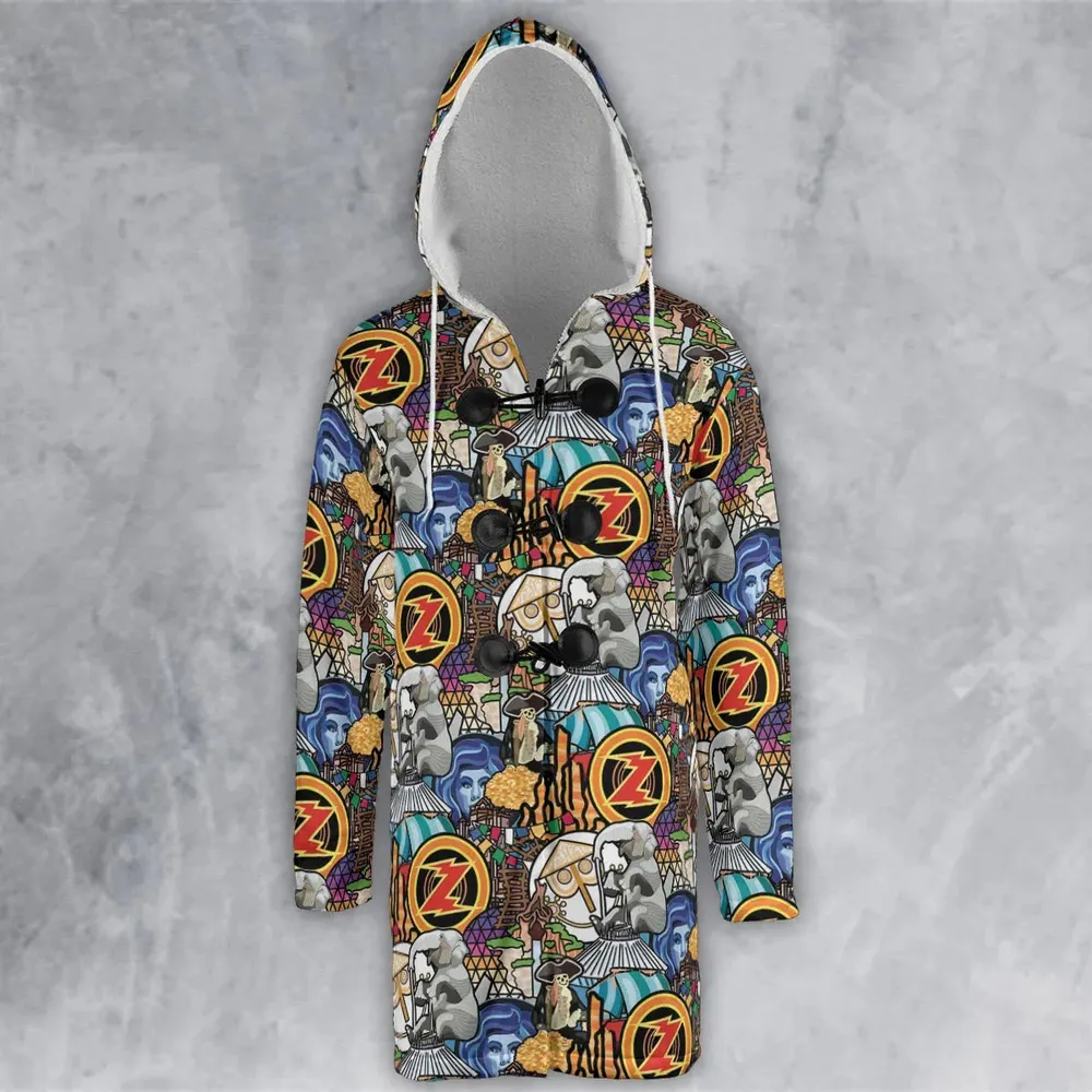 Ride Icon Collage Hooded Cloak Coat - 2