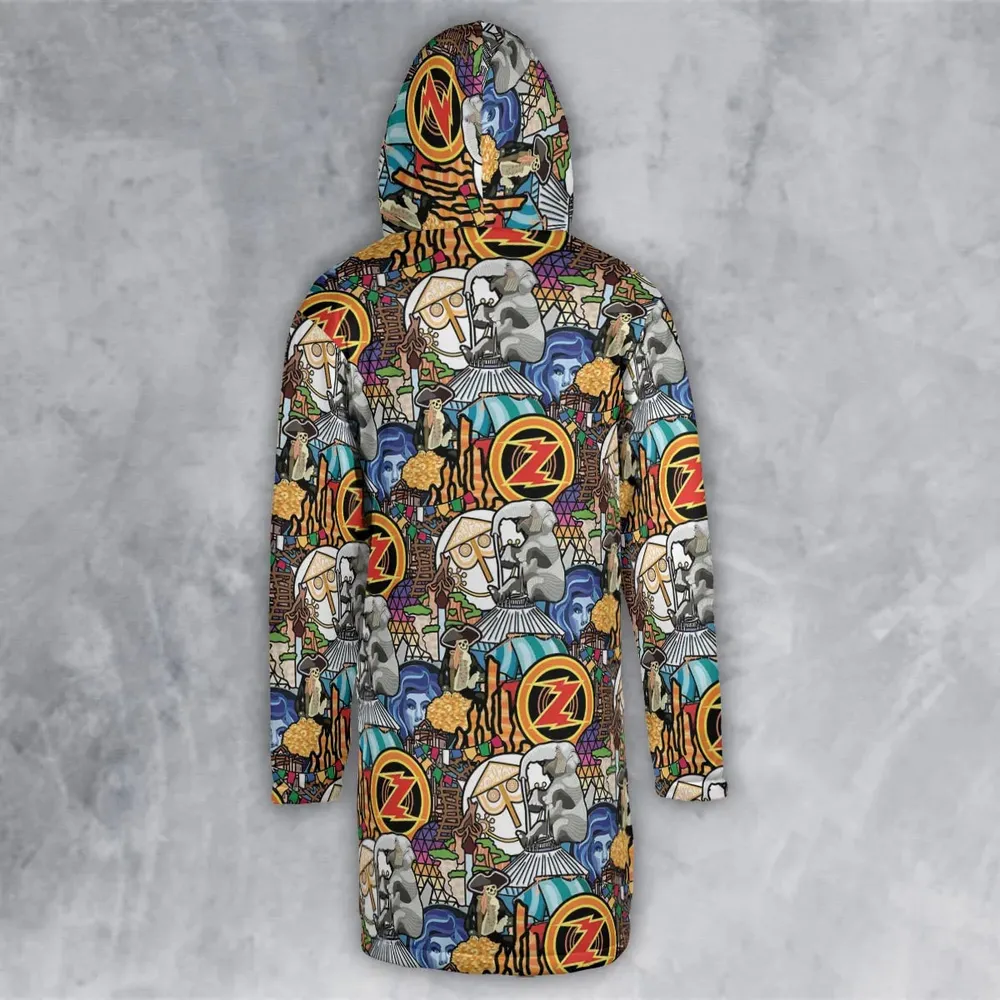 Ride Icon Collage Hooded Cloak Coat - 3