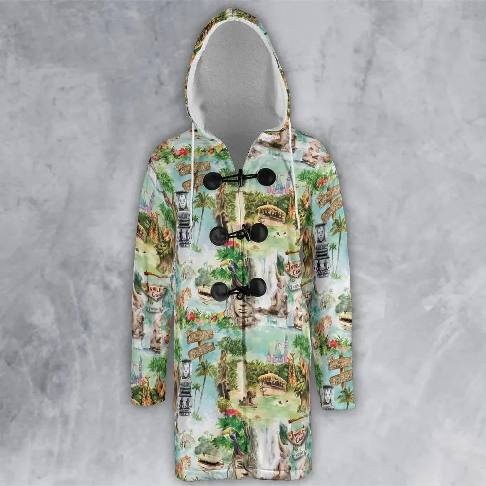 Water Color Jungle Cruise Map Hooded Cloak Coat - 2
