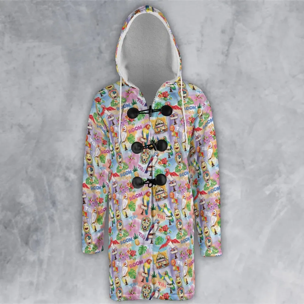 Tiki Room With Orange Bird Hooded Cloak Coat - 2