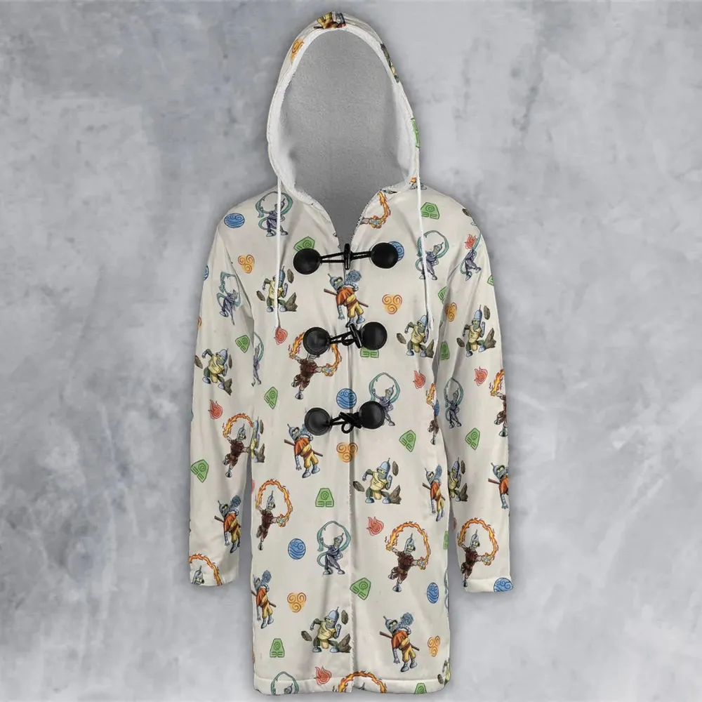Water Earth Fire Air Bender Futurama Hooded Cloak Coat - 2