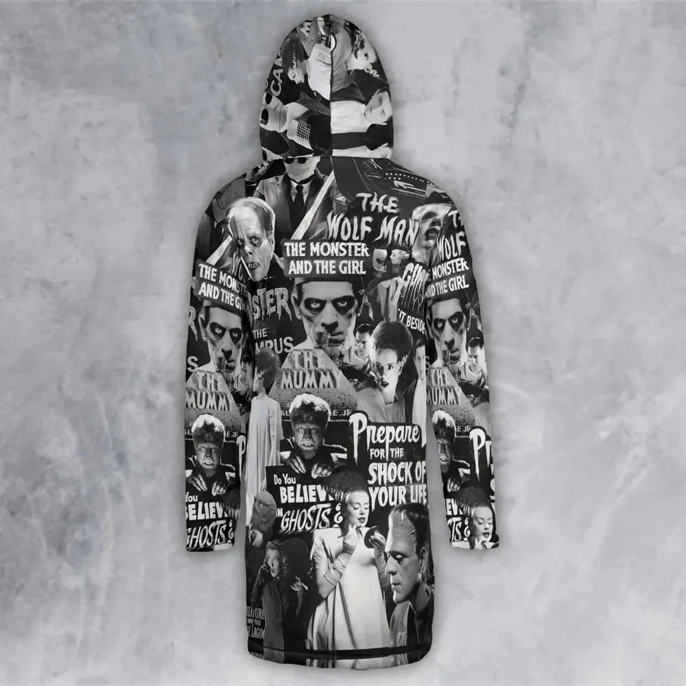 Universal Monsters Pattern Hooded Cloak Coat - 3