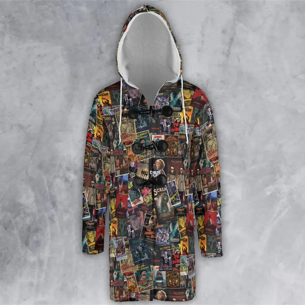 Vintage Horror Pattern Hooded Cloak Coat - 2