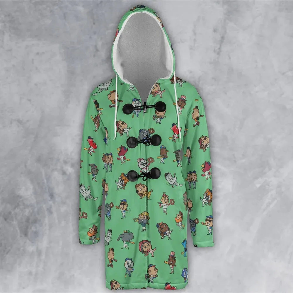 Baseball Mascot Pattern Hooded Cloak Coat - 2