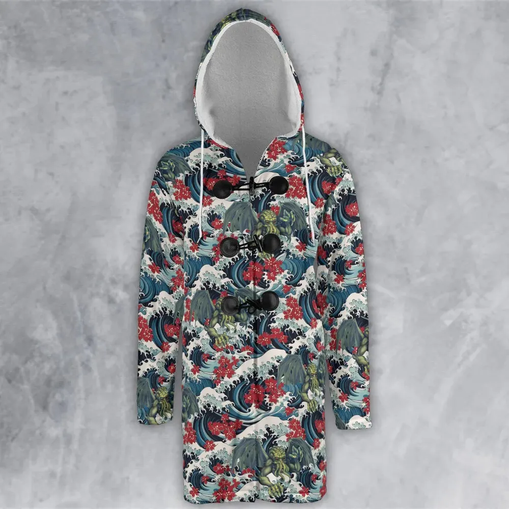 Great Waves Cthulhu Hooded Cloak Coat - 2