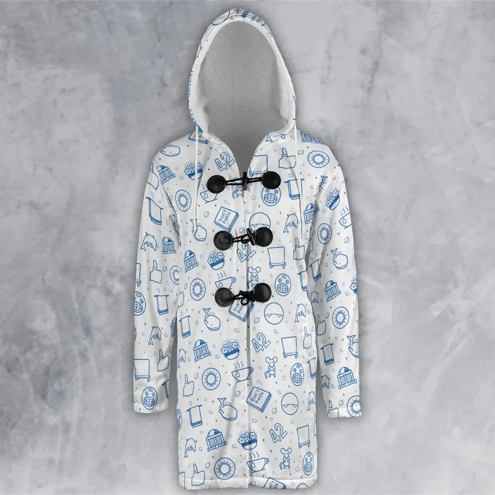 Don't Panic Life 42 The Hitchhiker's Guide to the Galaxy Hooded Cloak Coat - 2