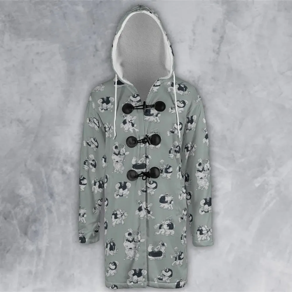 60s Sailors Battle Pattern Hooded Cloak Coat - 2
