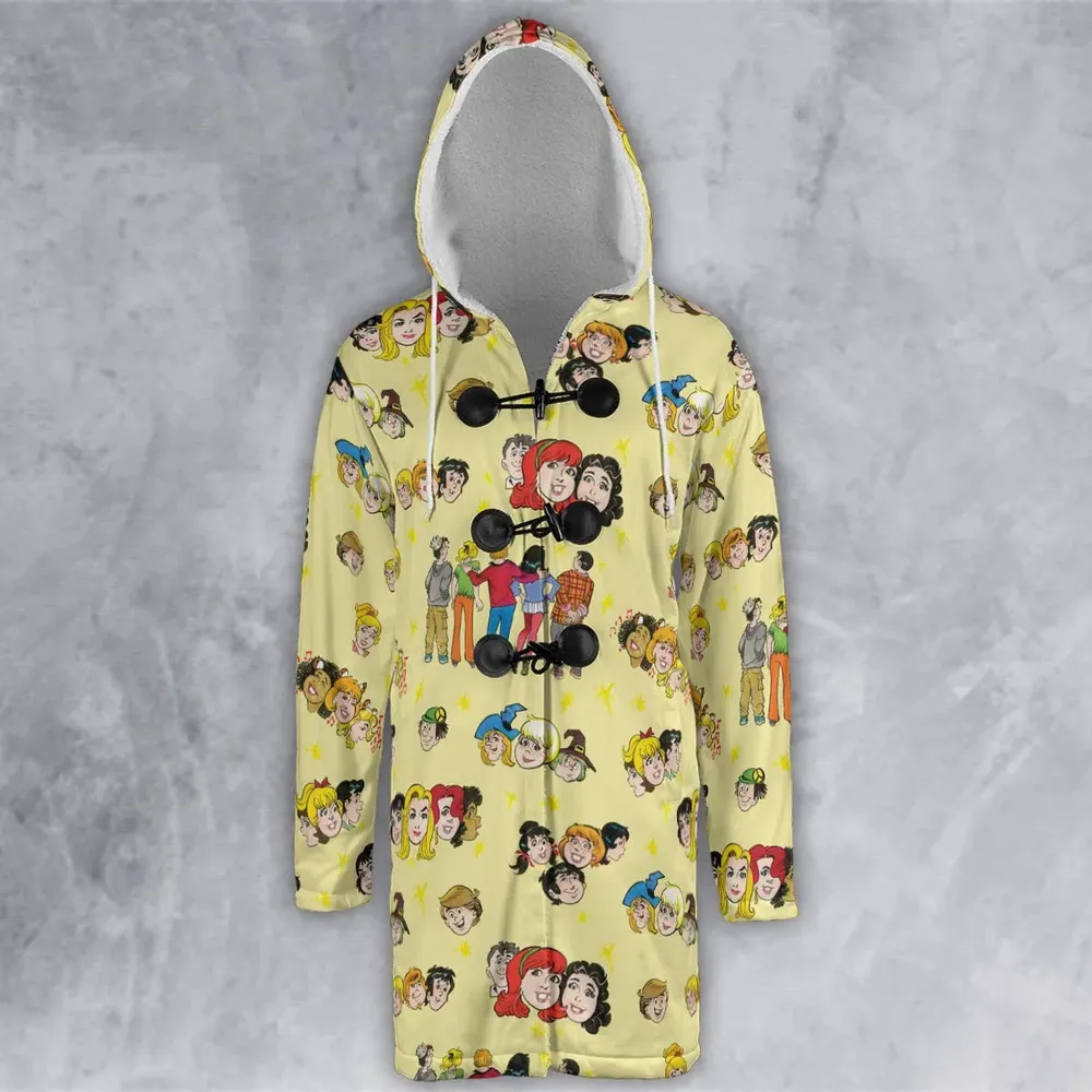 Nostalgic Cartoons in Archie Style Hooded Cloak Coat - 2