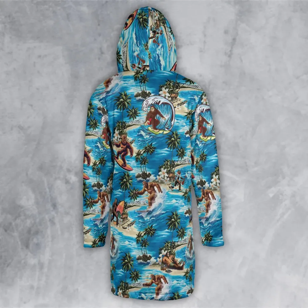 Bigfoot Surfing Summer Vibes Hooded Cloak Coat - 3