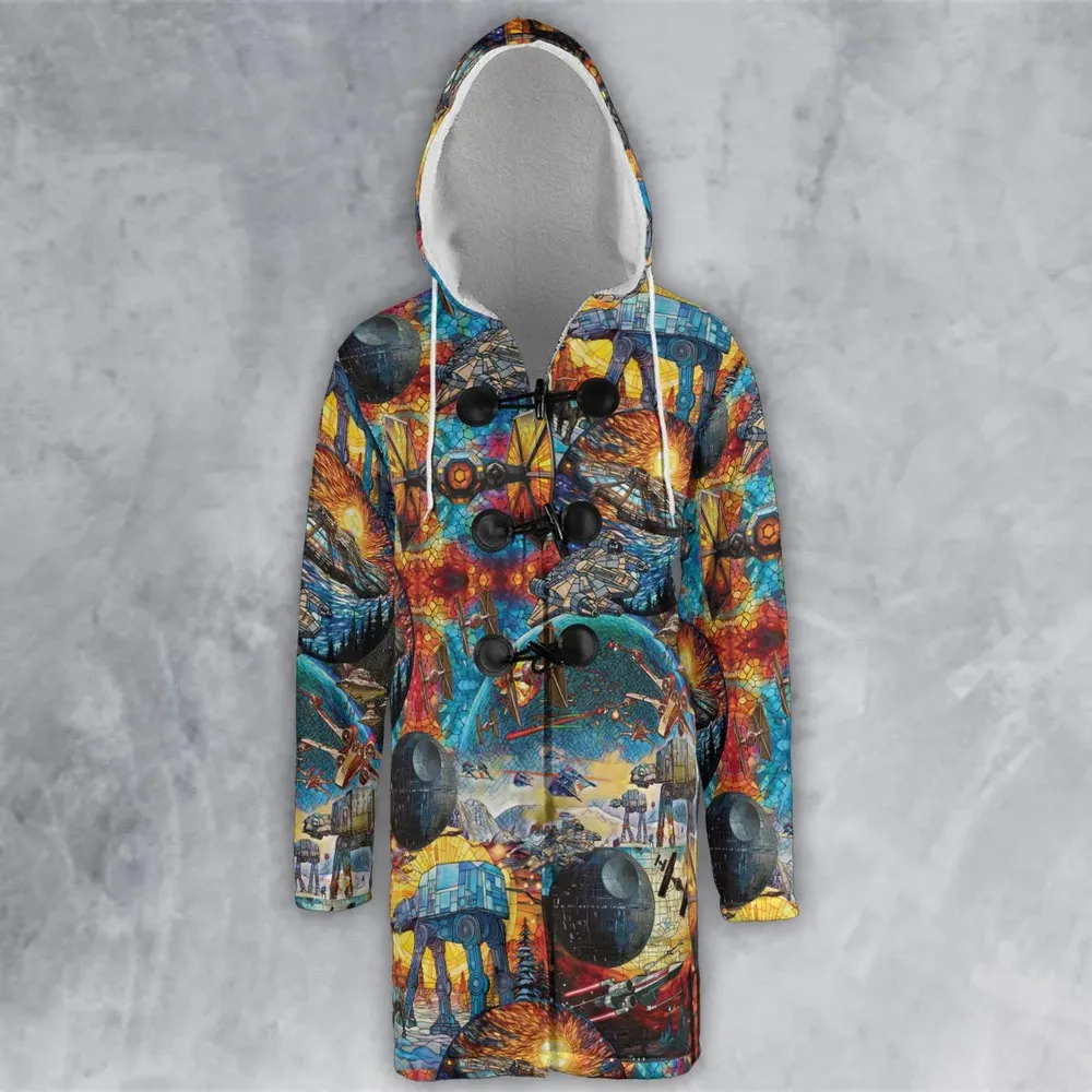 Spaceships Death Star Suncatcher Glass Hooded Cloak Coat - 2