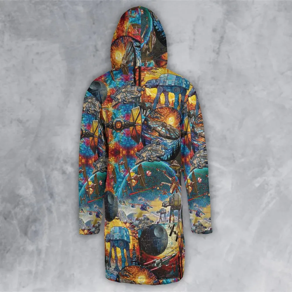 Spaceships Death Star Suncatcher Glass Hooded Cloak Coat - 3