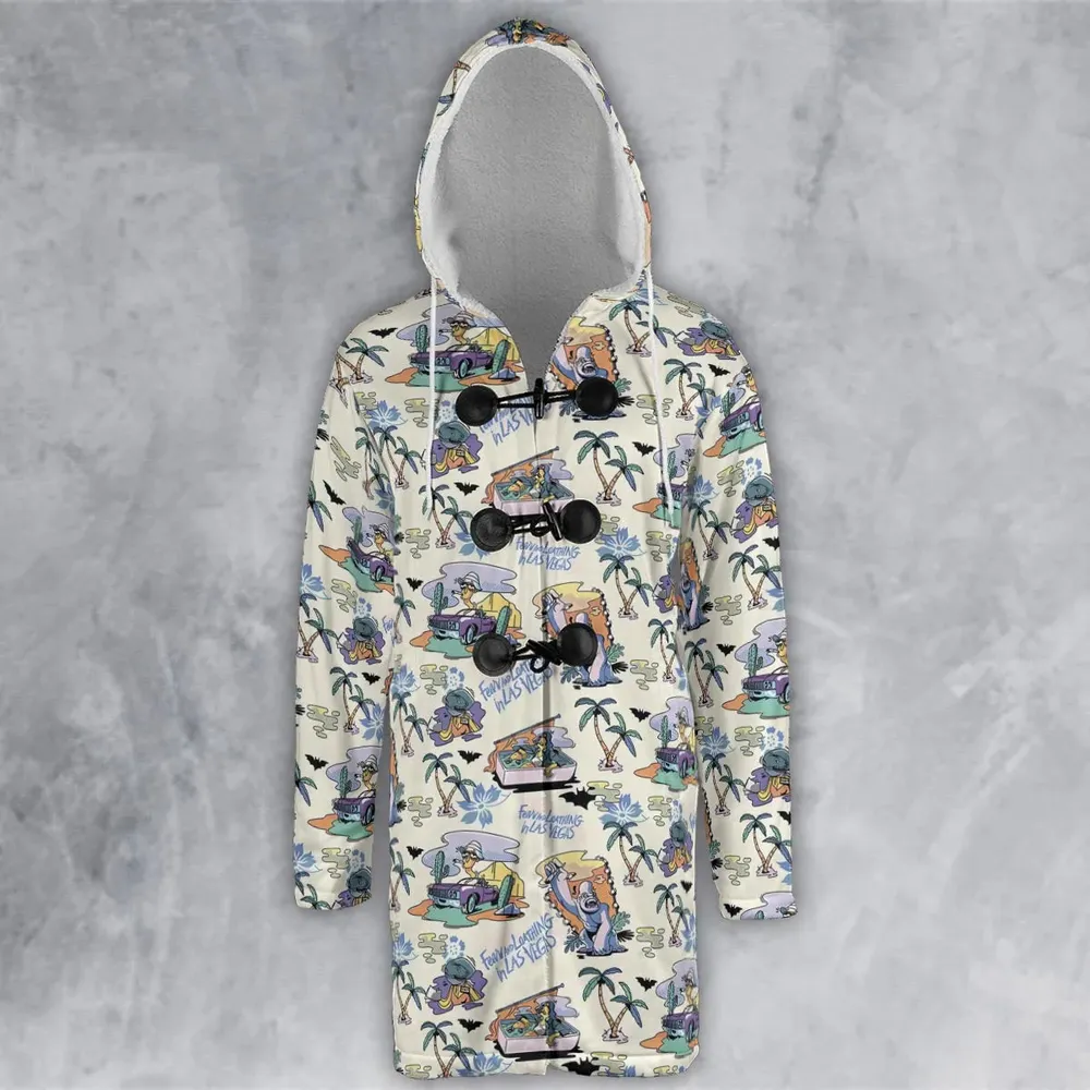 Vacation Fear and Loathing In Las Vegas Pattern Hooded Cloak Coat - 2