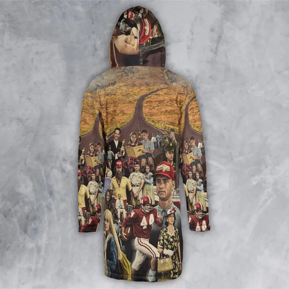 Forrest Gump's Journey Collage Hooded Cloak Coat - 3