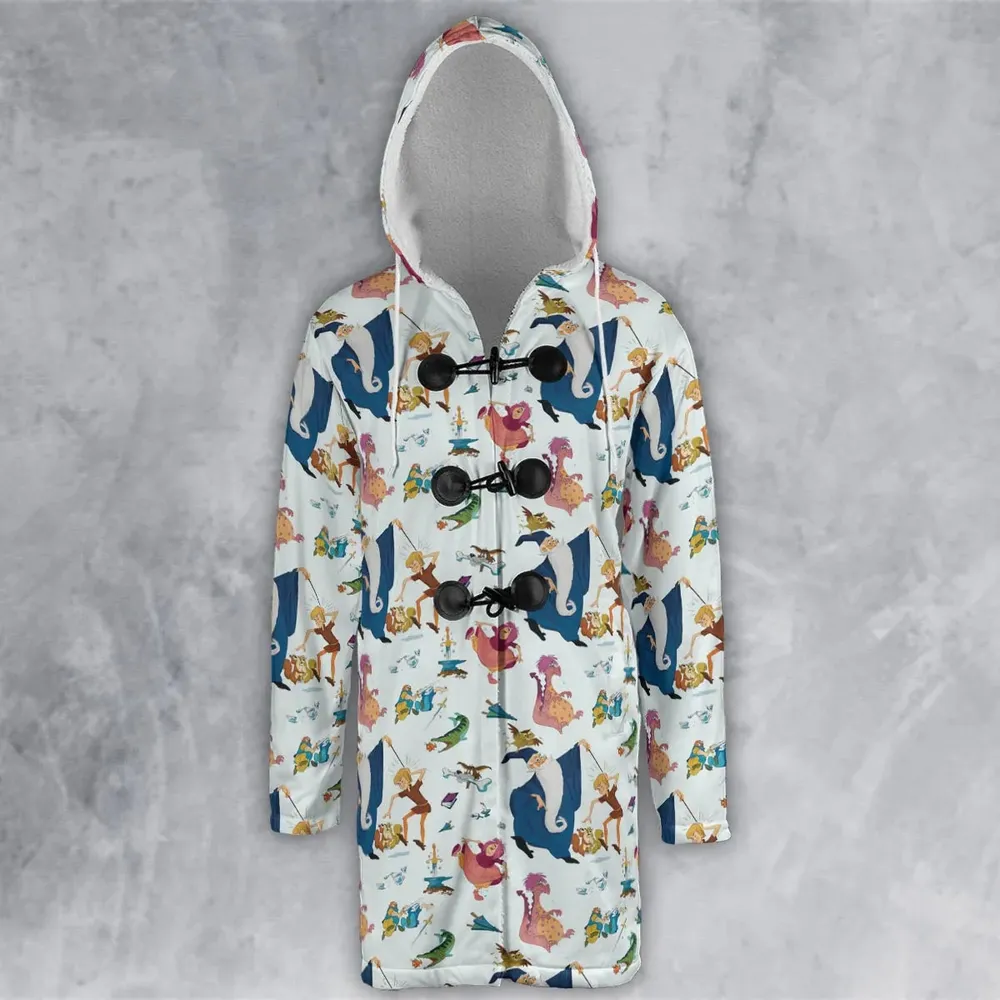 Sword in the Stone Pattern Hooded Cloak Coat - 2