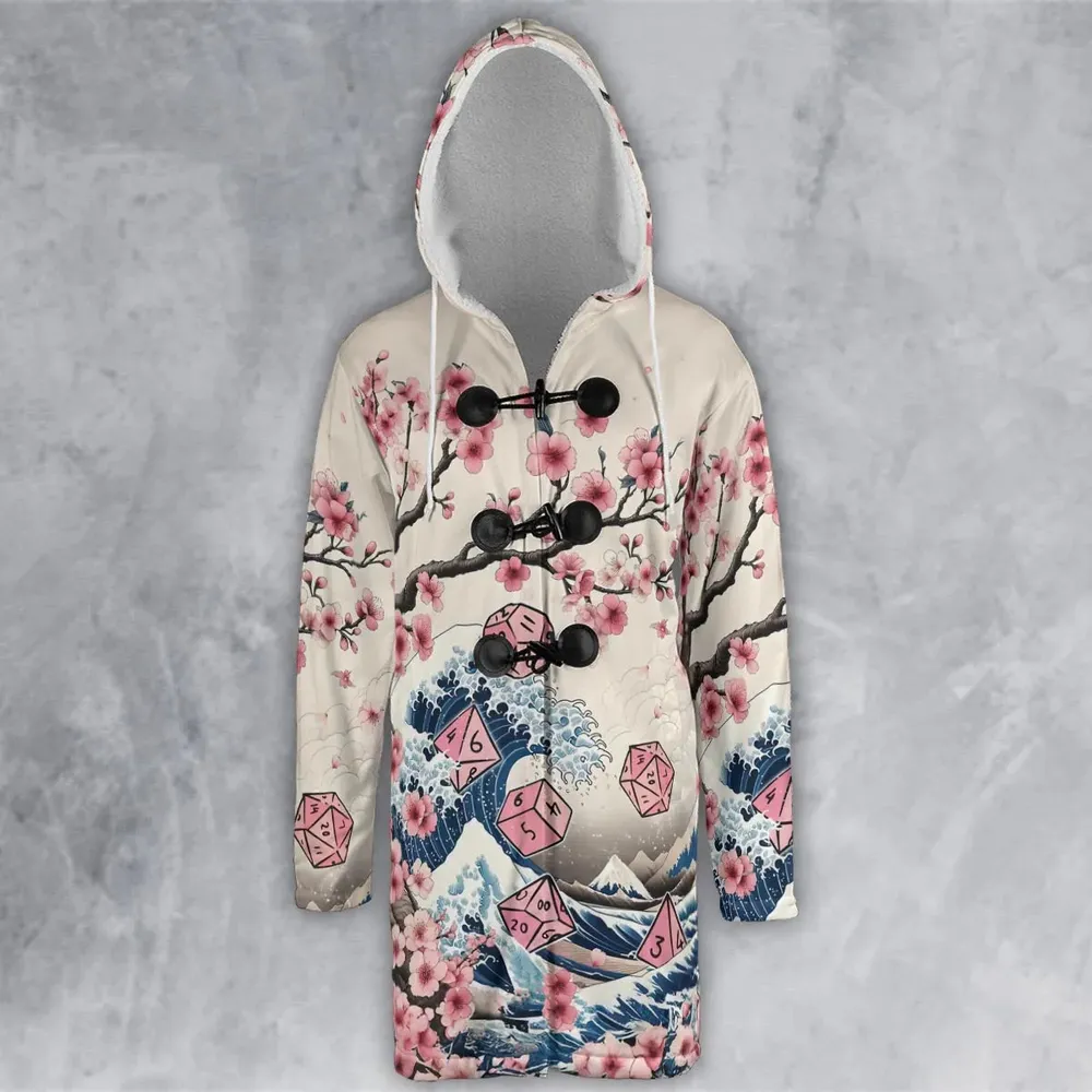 Pink Flower Dice DnD Hooded Cloak Coat - 2