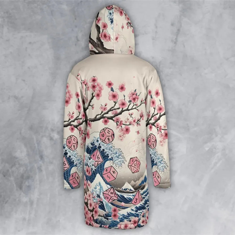 Pink Flower Dice DnD Hooded Cloak Coat - 3