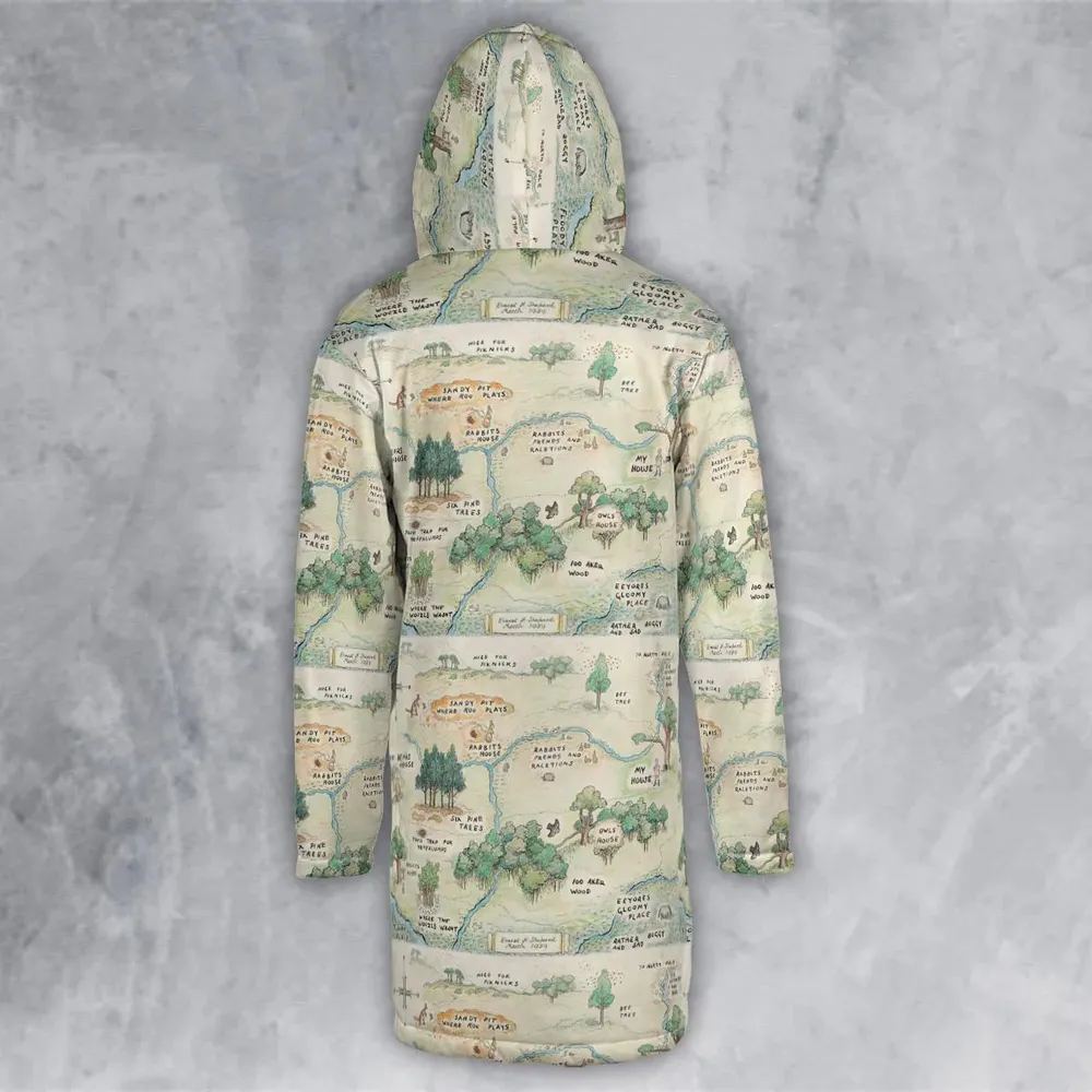Hundred Acre Wood Map Hooded Cloak Coat - 3