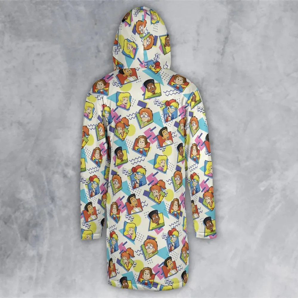 90s Pattern and Kids Club Hooded Cloak Coat - 3