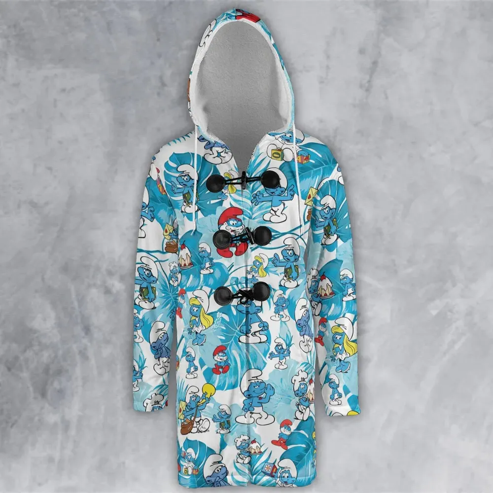 The Smurfs Pattern Hooded Cloak Coat - 2