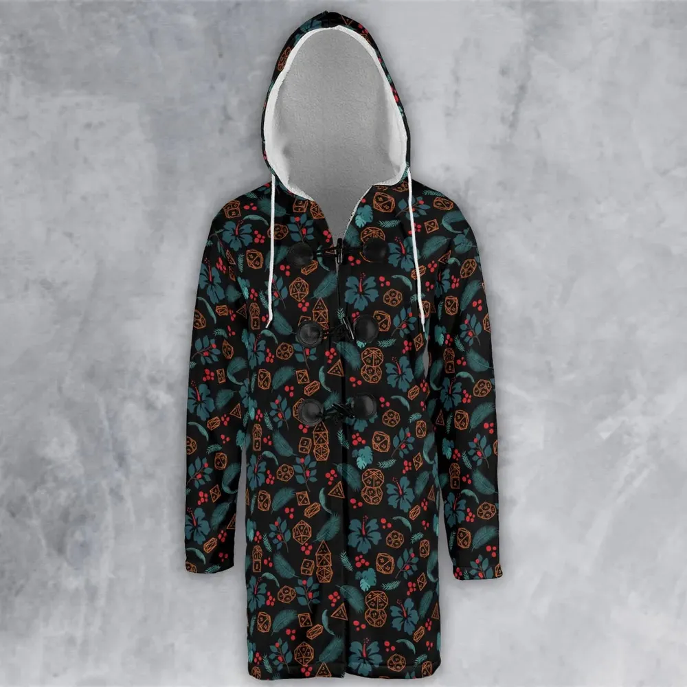 Floral Dice DnD Hooded Cloak Coat - 2