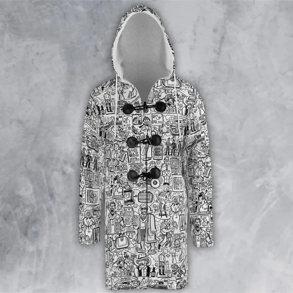 The Big Lebowski Doodles Hooded Cloak Coat - 2