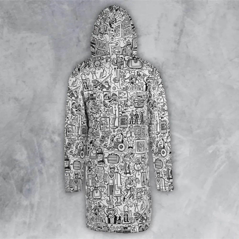 The Big Lebowski Doodles Hooded Cloak Coat - 3