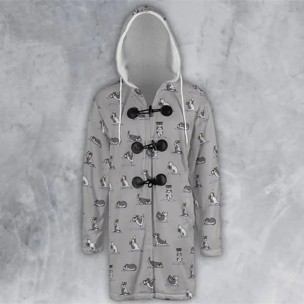 Miniature Schnauzer Yoga Pattern Hooded Cloak Coat - 2
