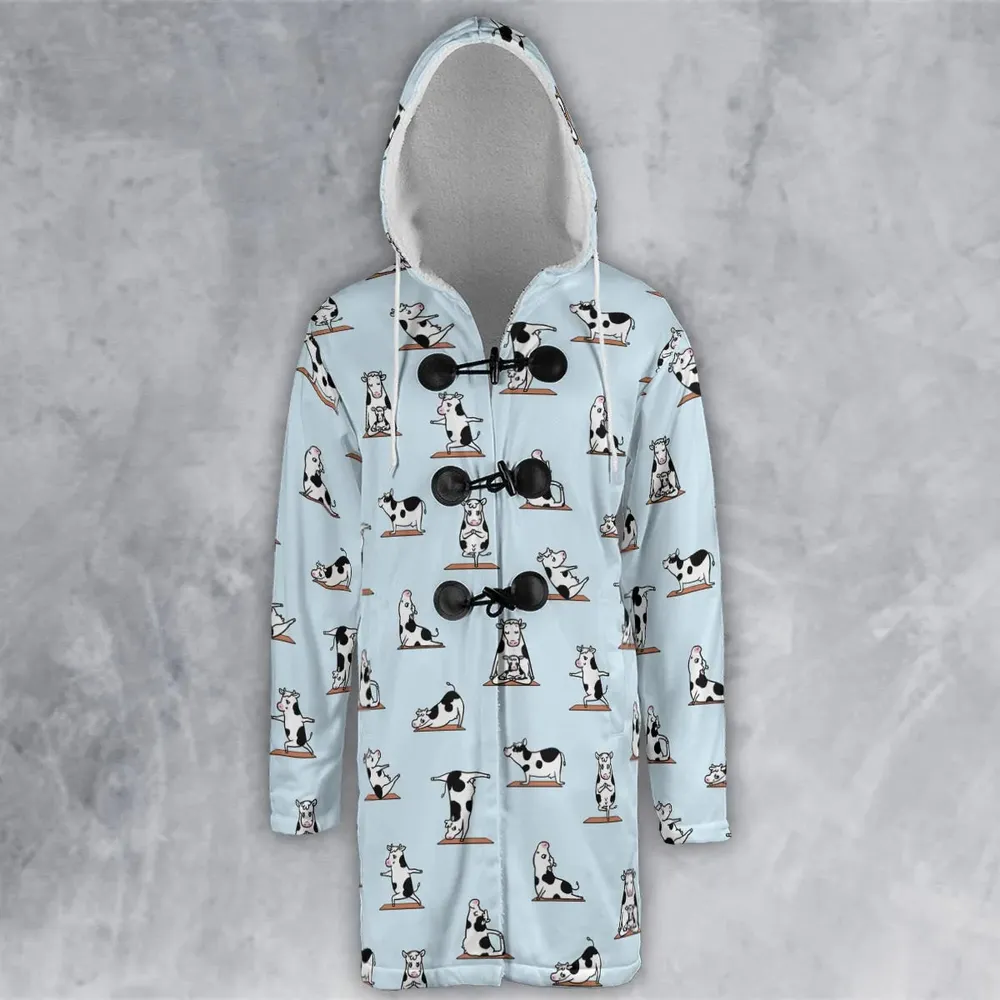 Moo Yoga Pattern Hooded Cloak Coat - 2