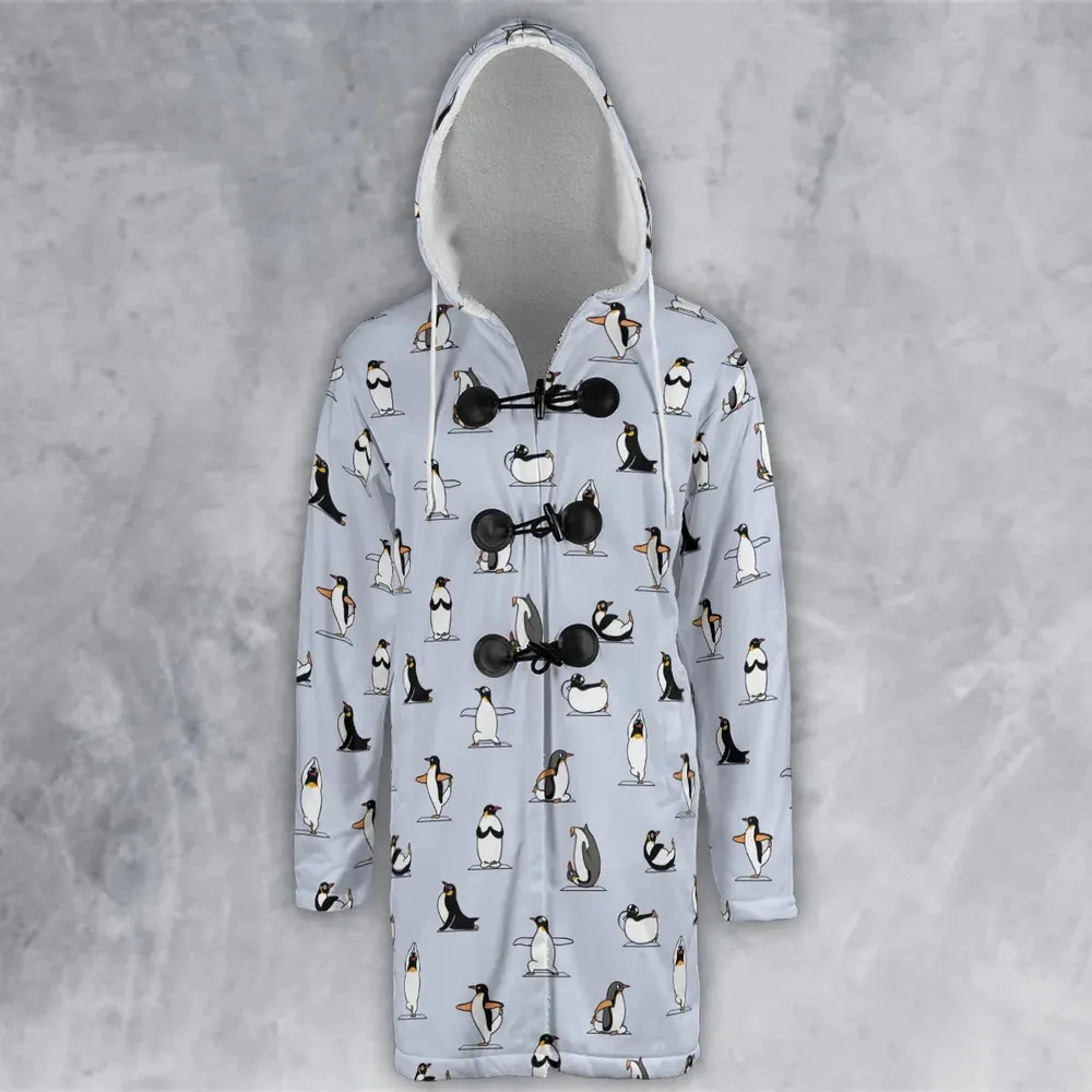 Penguin Yoga Pattern Hooded Cloak Coat - 2