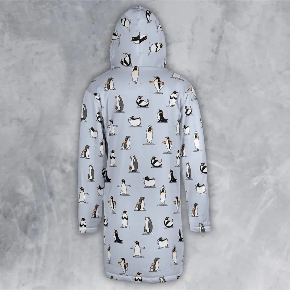 Penguin Yoga Pattern Hooded Cloak Coat - 3