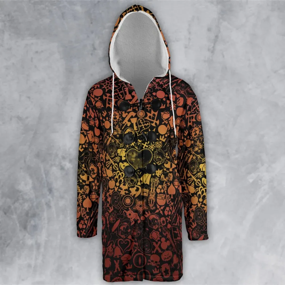 Red Key Heart Kingdom Hearts Hooded Cloak Coat - 2