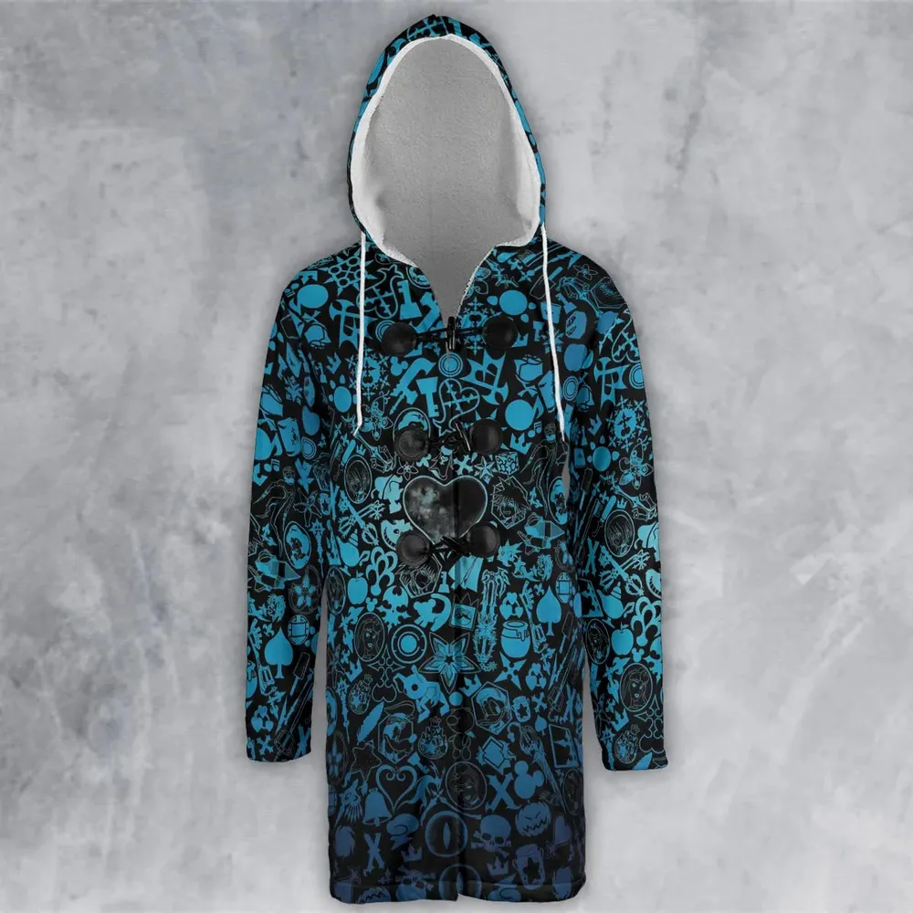 Blue Key Heart Kingdom Hearts Hooded Cloak Coat - 2