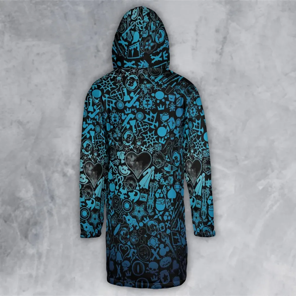 Blue Key Heart Kingdom Hearts Hooded Cloak Coat - 3