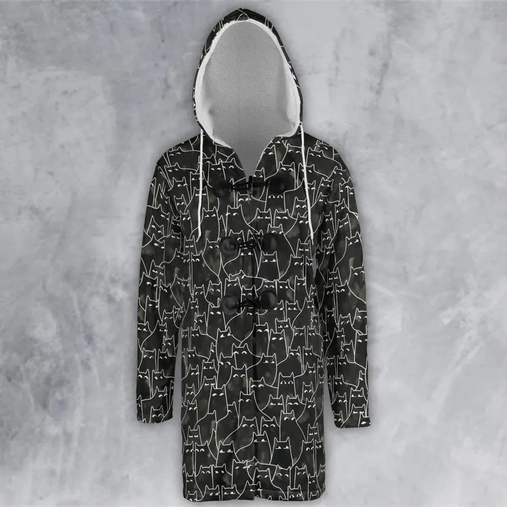 Suspicious Cats Funny Cat Hooded Cloak Coat - 2