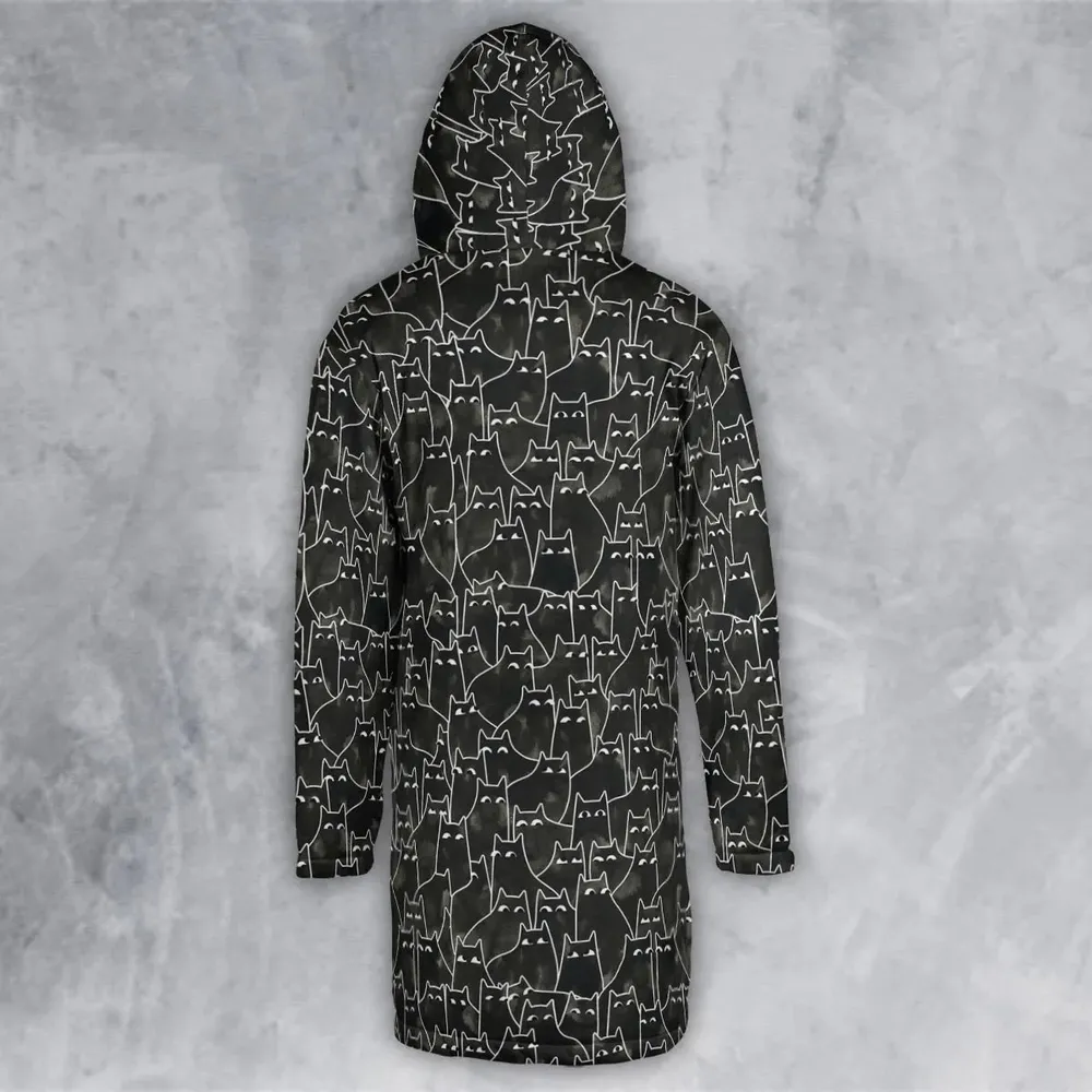 Suspicious Cats Funny Cat Hooded Cloak Coat - 3