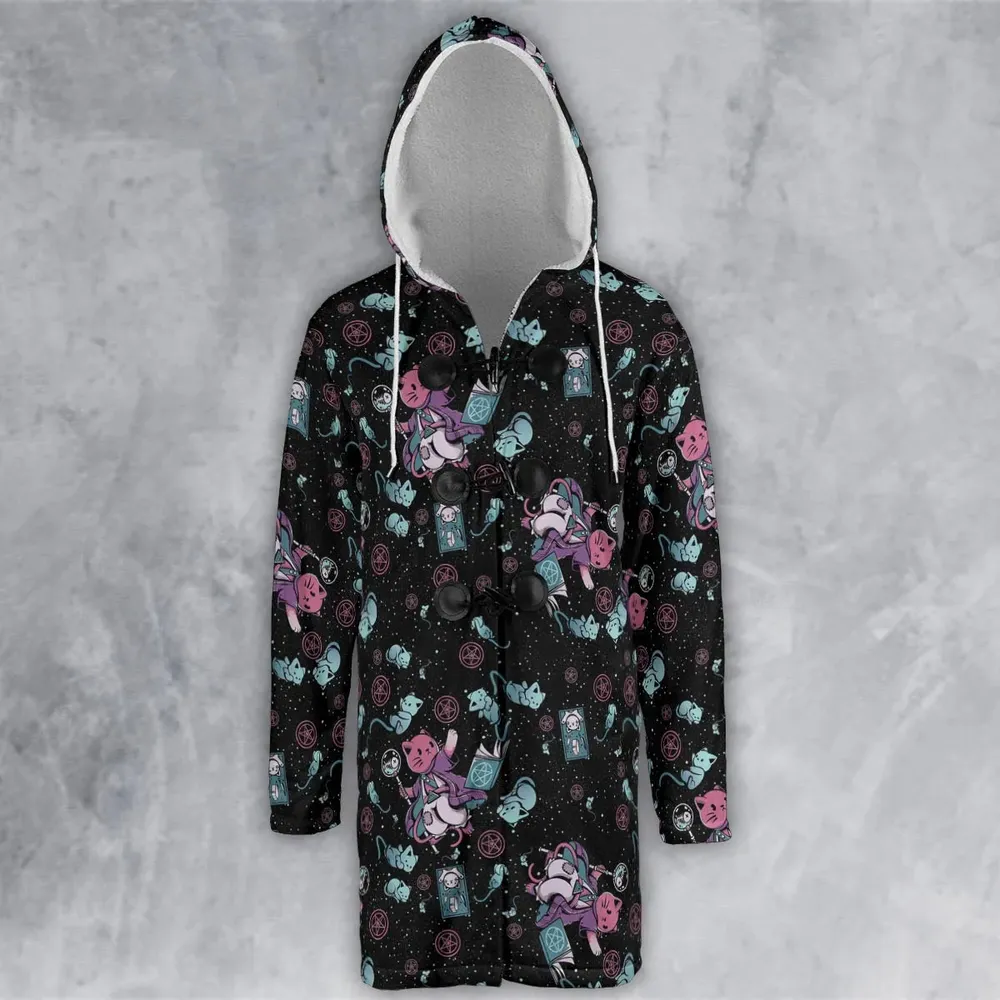 Necromancer Cat Pattern Hooded Cloak Coat - 2