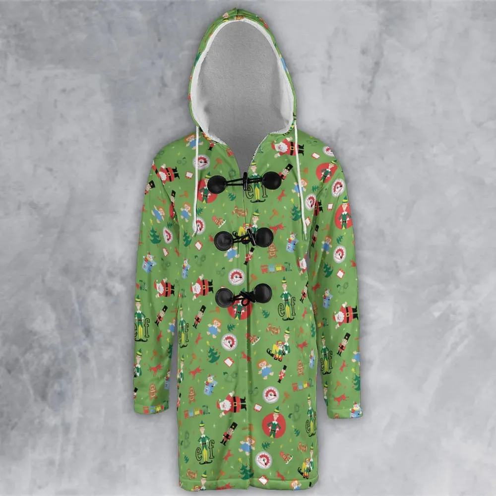 ELF Christmas Pattern Hooded Cloak Coat - 2