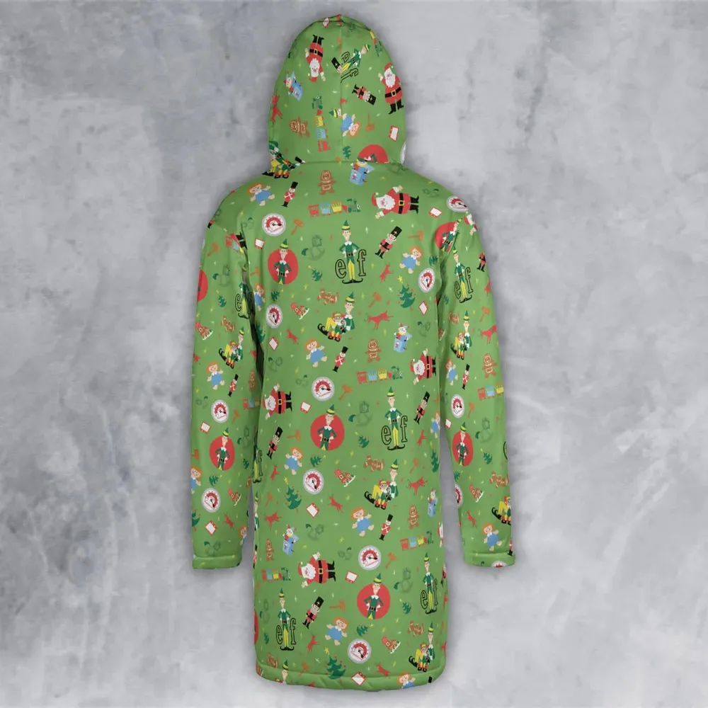 ELF Christmas Pattern Hooded Cloak Coat - 3