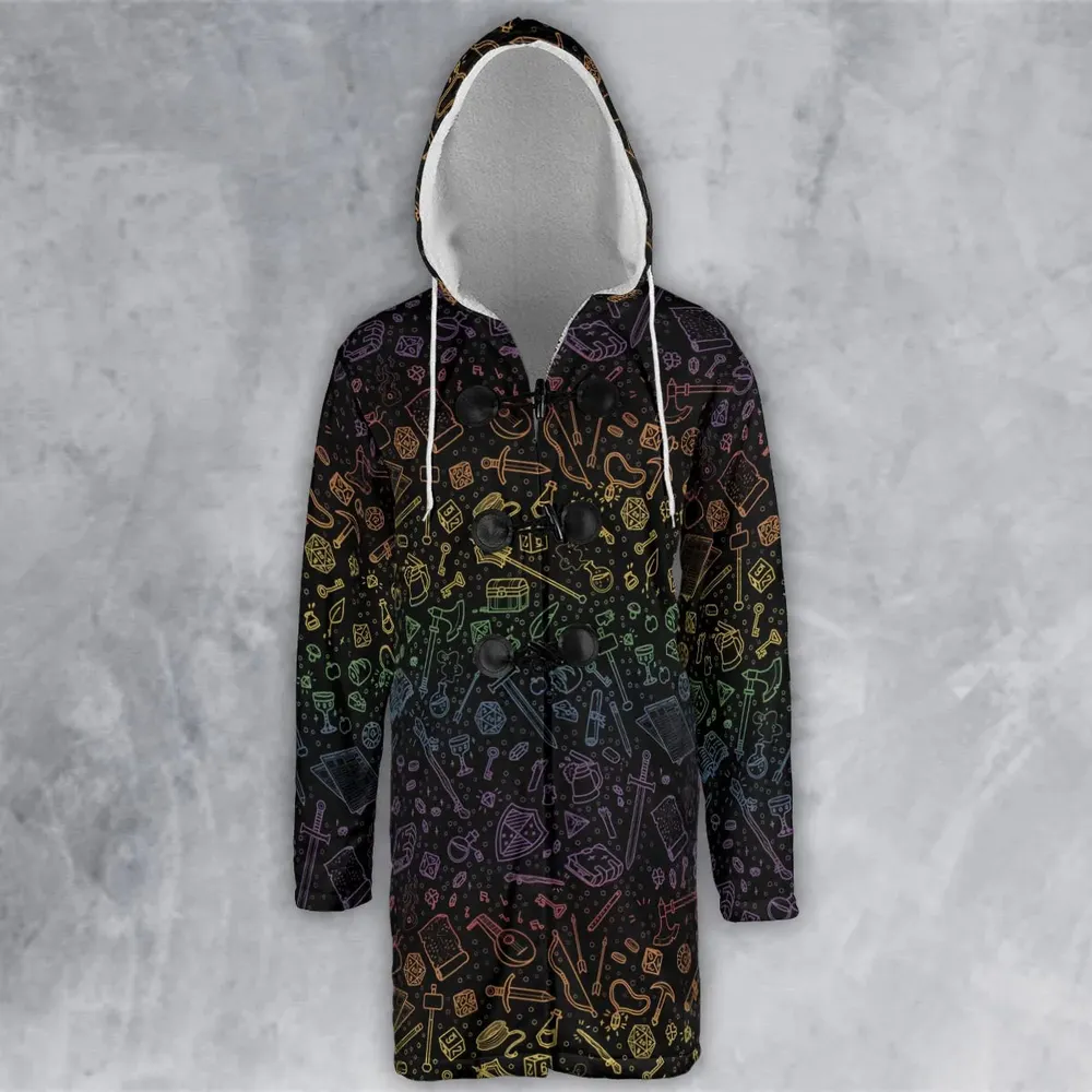 DnD Tabletop RPG Pattern Hooded Cloak Coat - 2