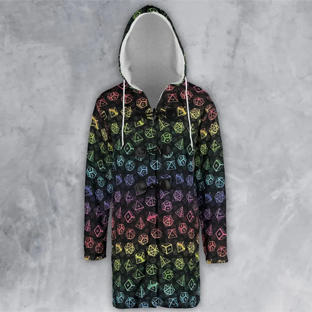 DnD Rainbow Dice Set Pattern Hooded Cloak Coat - 2