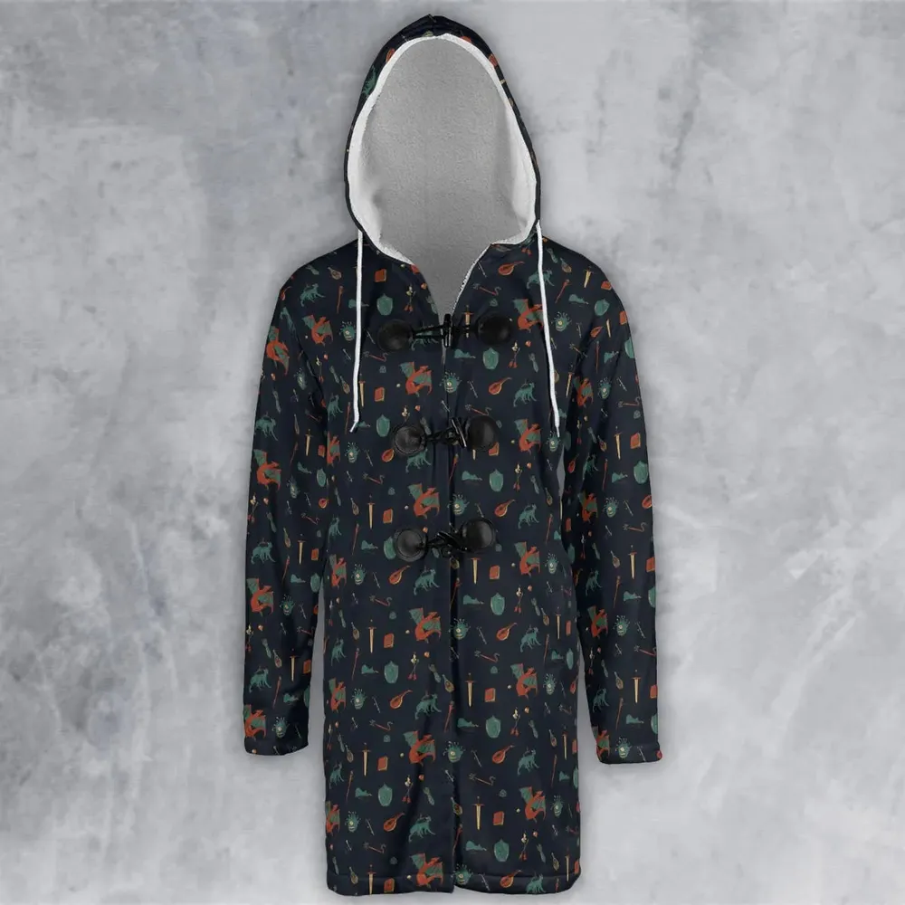 DnD Items and Monsters Pattern Hooded Cloak Coat - 2